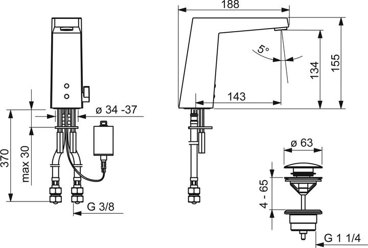 Actual product image Hansa HANSALOFT washbasin tap, touchless, Bluetooth enabled, battery operated, PSD sensor, projectio