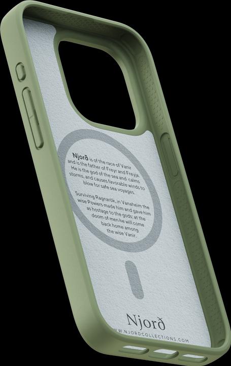 Actual product image Njord Suede MagSafe Case for iPhone 15 Pro, Olive (Apple iPhone 15 Pro)