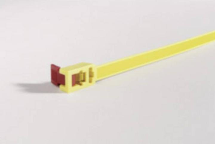 Actual product image HellermannTyton Cable tie SpeedyTie® (L x W) 750 mm x 13 mm SPEEDYTIE-PA66-YE-V1 Color: Yellow, Red 5 pcs. (Plastic cable ties, 750 mm, 5 pcs.)
