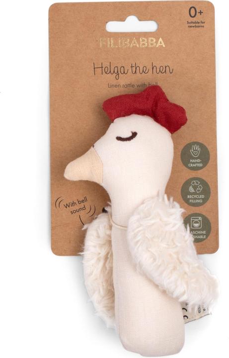 Actual product image Filibabba Linen rattle - Chicken