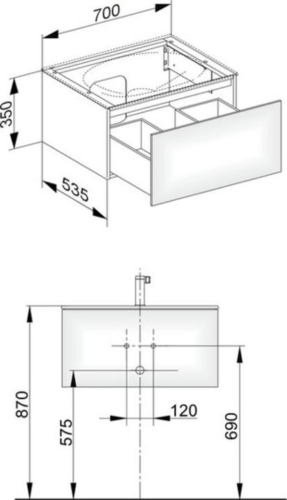 Produktbild Keuco Edition 11 Waschtischunterschrank 31341, 1 Frontauszug, mit LED-Innenbeleuchtung, 700 x 350 x