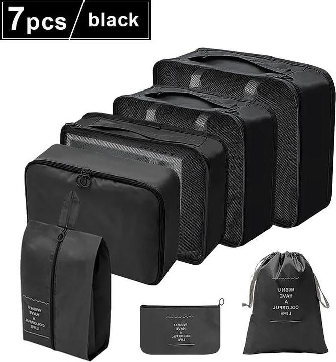 Only-Bags.Store 7 PCS Set Travel Organizer Aufbewahrungstaschen Kapazität Koffer Sortierung Organizer Set