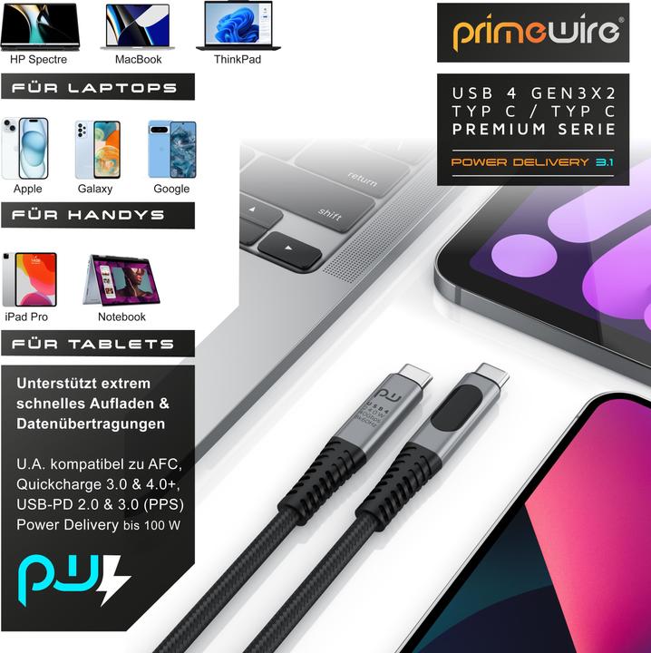 Actual product image Primewire USB C — USB C (1 m, USB 4.0, 240 W)