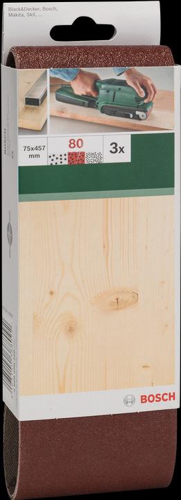 Image du produit Bosch Zubehör Set de 3 bandes abrasives pour ponceuses à bande, qualité rouge K = 40 (40)