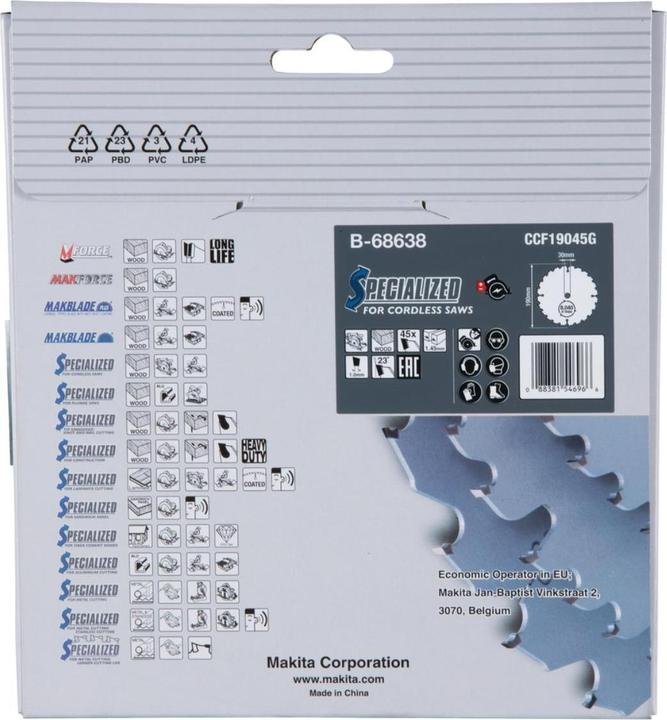 Produktbild Makita CCF19045G SPECIALIZED EFFICUT Sägeblatt 190 x 30 x 1,0 mm ( B-68638 ) 45 Zähne für Holz