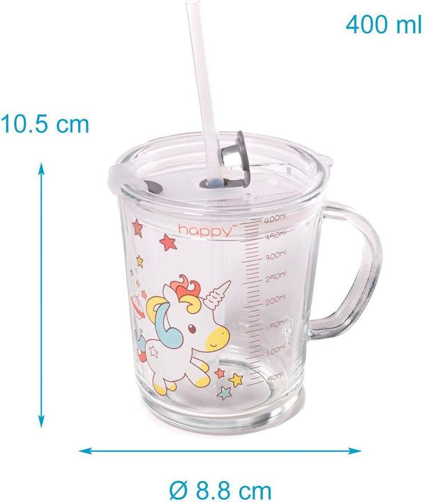 Produktbild Intirilife Kinder Trinkbecher mit Deckel, Skala und Strohhalm