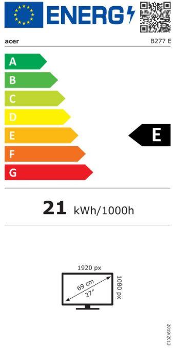 Energy Label Acer Vero B277E Monitor 68.6 cm (27 inch) (1920 x 1080 pixels, 27")