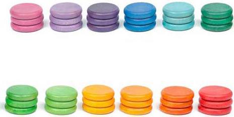 Produktbild Grapat Bunte Regenbogen-Scheiben, 36er Set (12 Farben) nach Montessori