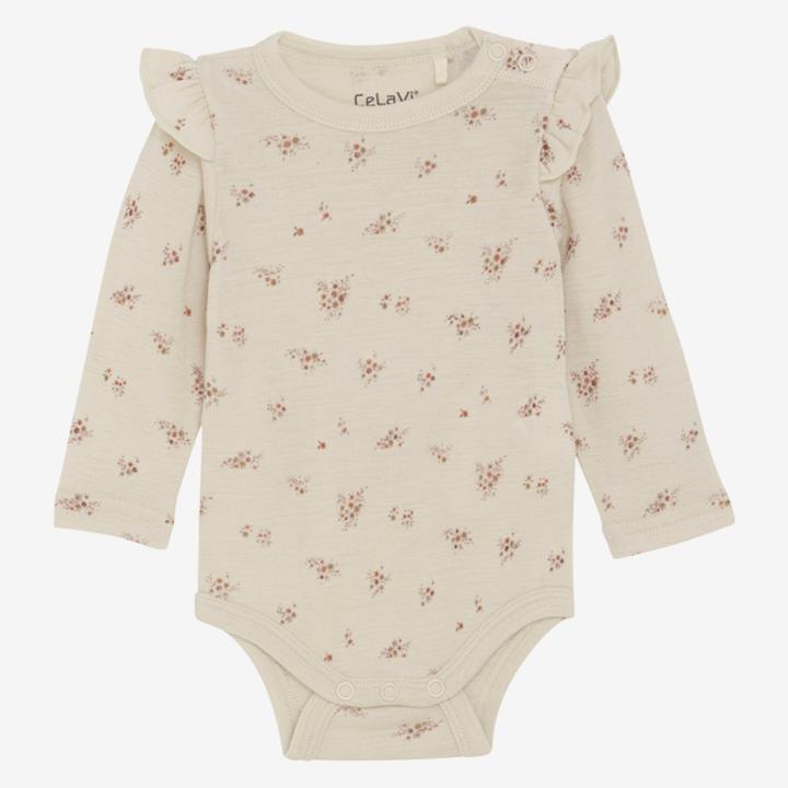 Image du produit CeLaVi Body manches longues en laine mérinos fleurs sauvages (90)