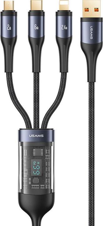 Actual product image Usams USB A - USB type C, Lightning, Micro USB B (1.20 m, USB 3.2 Gen 1, 66 W)