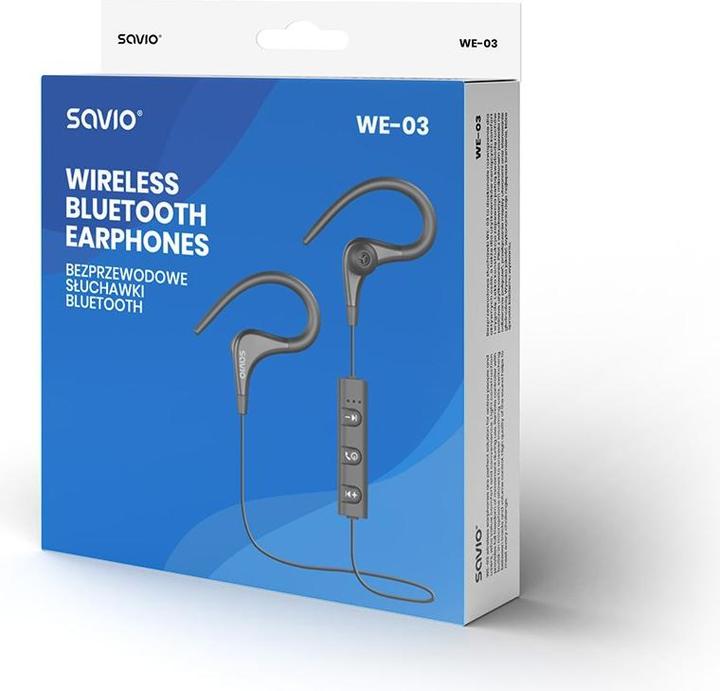 Produktbild Savio WE-03 Kabellose Bluetooth-Kopfhörer (keine Geräuschunterdrückung, 3 h, Kabellos)