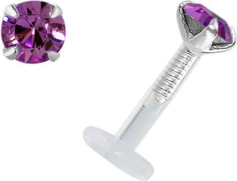 Bijouteria Piercing für Lippe/Tragus (Bioplast, Silber 925, Swarovski Kristall)