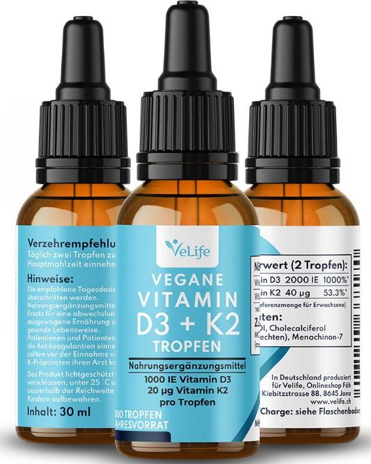 Actual product image VeLife D3 K2 vegan drops (1 Piece, Droplet, 83 g)