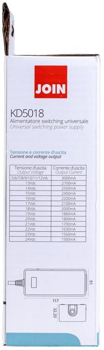Immagine prodotto Alpha Elettronica Alimentatore da tavolo 36 W, 5 - 24 V DC, 3 A universale