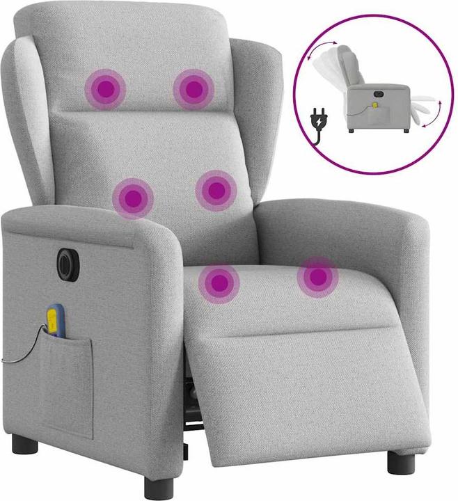 Actual product image VidaXL Massage chair electric cloud grey fabric