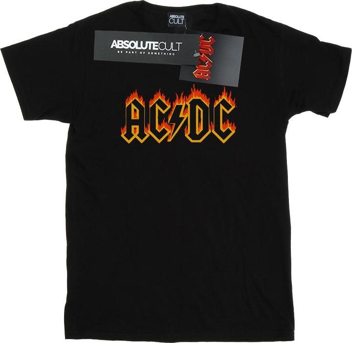 AC/DC Mädchen Flames Logo TShirt aus Baumwolle