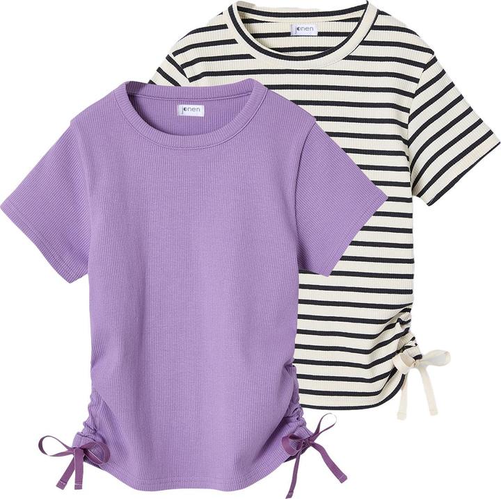 Produktbild Jonen 2er-Pack Mädchen T-Shirts mit Tunnelzug an der Seite (128)