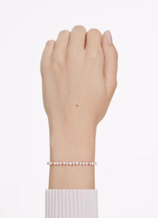Actual product image Swarovski Matrix Tennis Armband Kristallperle Rundschliffe Weiss Roségold Legierungsschicht (24 cm, Swarovski Metal)