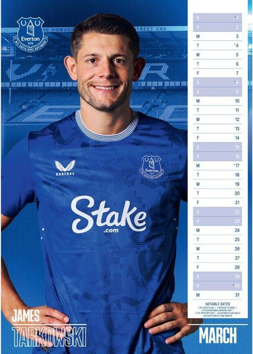 Actual product image Everton FC 2025 A3 Wall Calendar (A3, German)