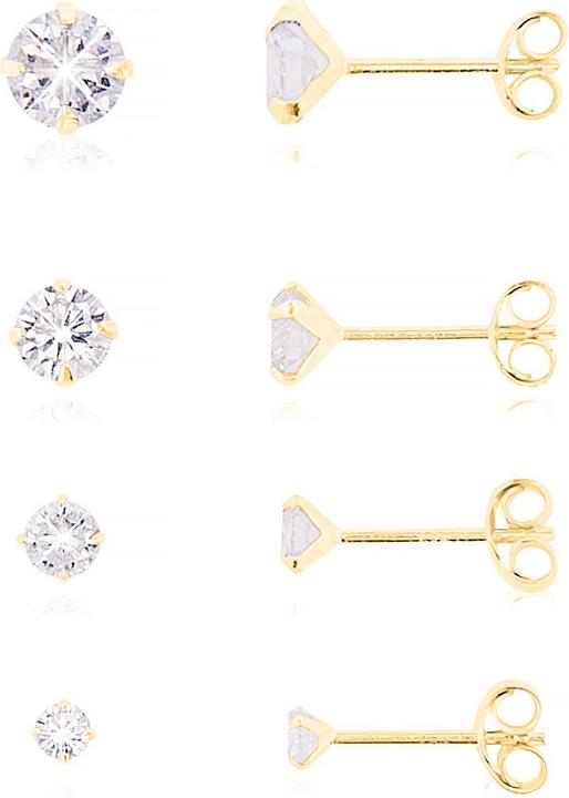 Leyda Ohrstecker Zirkonia (Synthetischer Stein, Silber 925 1 Mikron Gelb Vergoldet 18k)