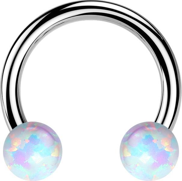 Immagine prodotto Star Piercing Micro Threadless Circular Barbell silber mit zwei Opale weiss (Titanio G23, senza ottone)