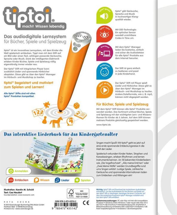 Produktbild tiptoi Meine schönsten Kinderlieder (Deutsch, 2015)