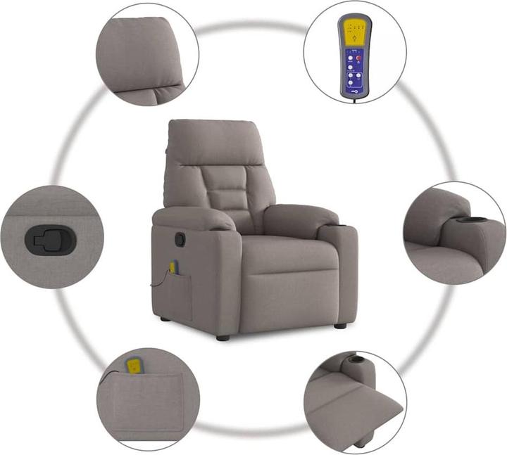 Actual product image VidaXL Massage chair taupe fabric