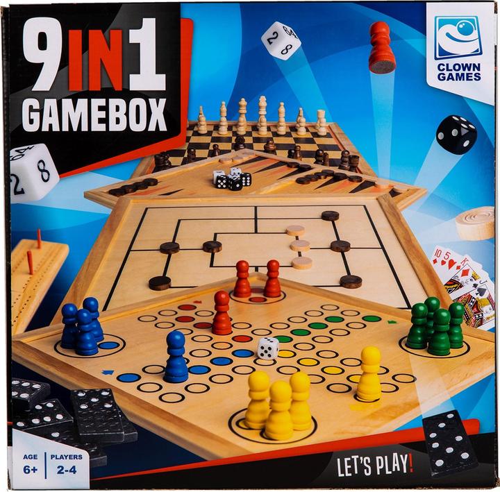 Produktbild Clown games 9-In-1 Game Wood (Deutsch, Spanisch, Französisch, Niederländisch, Italienisch, Englisch)