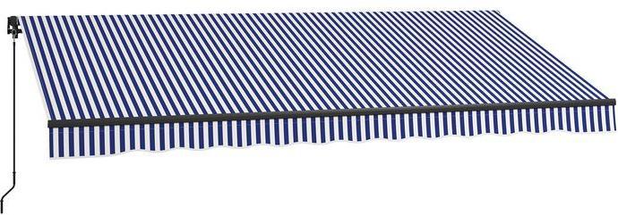 Image du produit Swisshandel24 Markise 4x3m Wandmontage mit Handkurbel, Sonnenschutz, Alu, Blau+Weiss (3.96 m)