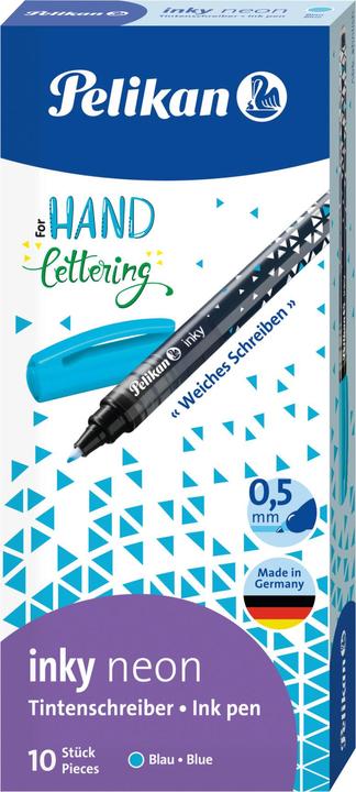 Produktbild Pelikan Tintenschreiber inky 0.5mm 817318 Neon Blau (Neon Blau, 10 x)