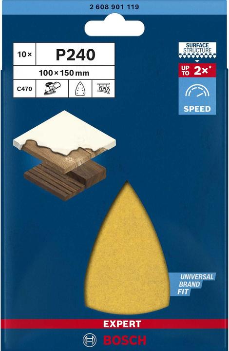 Immagine prodotto Bosch Professional Zubehör Expert C470 Carta vetrata a 7 fori per levigatrice multipla, 100 x 150 mm, G 240, 10 pz. (240)