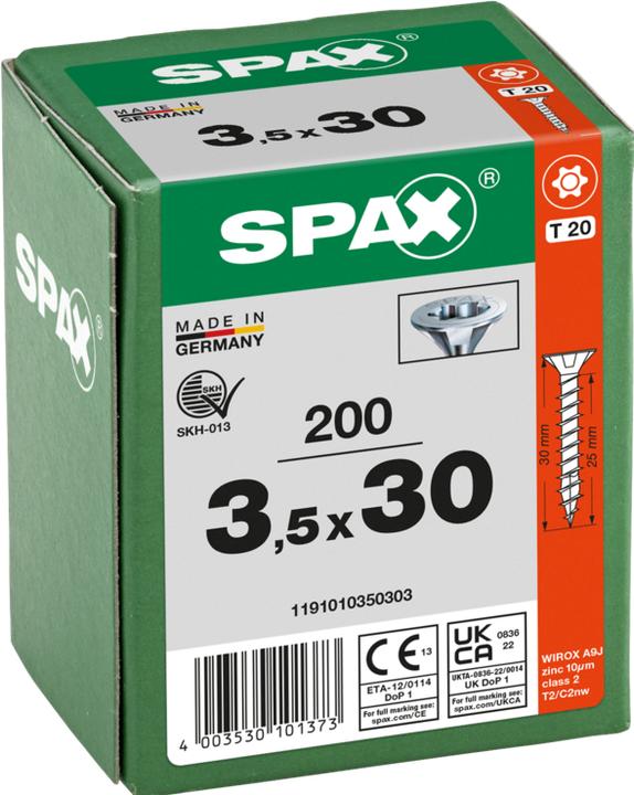 Immagine prodotto Spax Viti universali 3,5 x 30 mm, 200 pezzi (200 Viti per pezzo)
