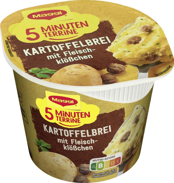 Produktbild Maggi 5 Minuten Terrine Kartoffelbrei mit Fleischklösschen (46 g)