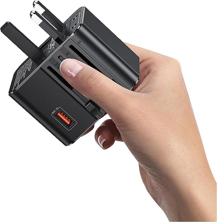 Immagine prodotto Usams Travel Charger Adapter CC309 2xUSB-C 25W 4in1 US/AU/EU/UK black (25 W)