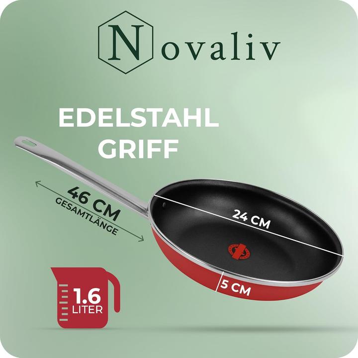Produktbild Novaliv Energiesparpfanne 24 cm Einsparung bis zu 40% - Emaillierter Stahl, Antihaft Beschichtung in (24 cm, Bratpfanne, Stahl)