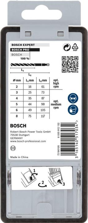 Productafbeelding Bosch Professional Zubehör Houtdraaiboor (6 mm, 3 mm, 5 mm, 8 mm, 2 mm, 4 mm)