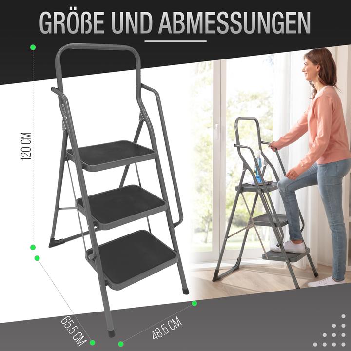 Produktbild Aktivshop Sicherheitsleiter »3- oder 4-stufig« mit Handlauf (Gerüst, 46 cm)