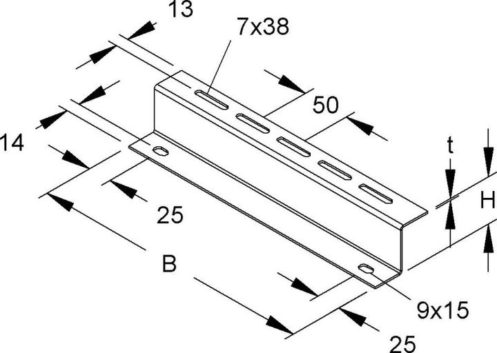 Image du produit Niedax NIE RZP 50/500 profilé d'écartement profilé en Z 50x500 mm avec bande de perforation système