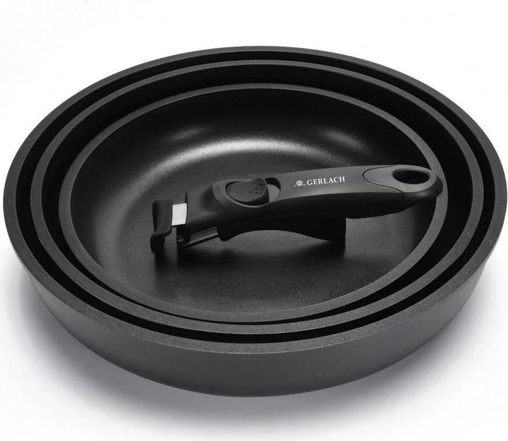 Produktbild Gerlach SMART set of 3 aluminum pans Ilag 20/24 / 28cm with removable handle 994R (26 cm, Pfannenset + Topfset, Aluminium)