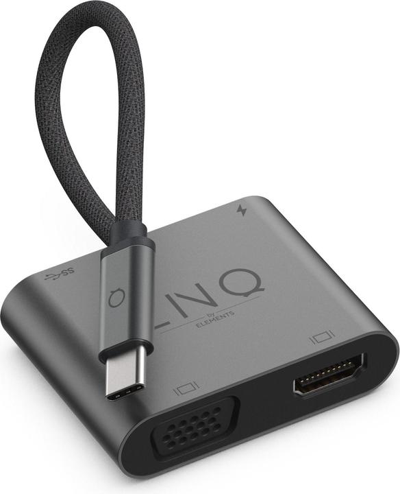 Produktbild LINQ Connects USB-C -> 1x HDMI, 1x VGA, 1x USB-C, 1x USB-A LQ48001 grey (USB-C, 1 Ports)