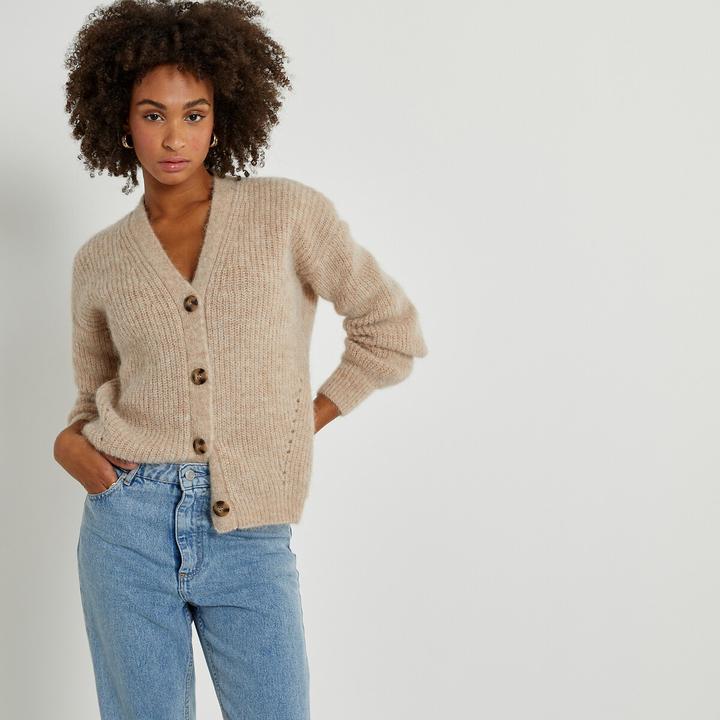 Actual product image La Redoute Collections Buttoned V-neck Cardigan (XL)