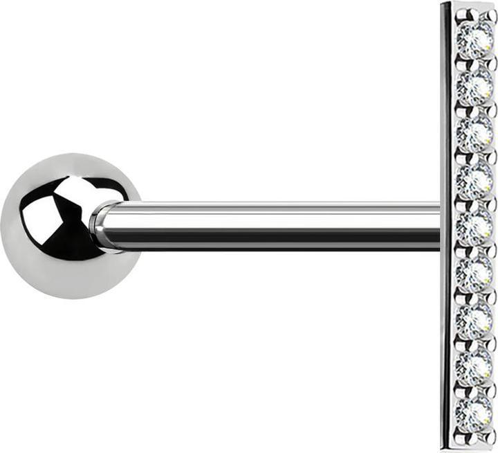 Star Piercing Micro Barbell silber Balken mit Kristall (Chirurgenstahl 316L, Messing)