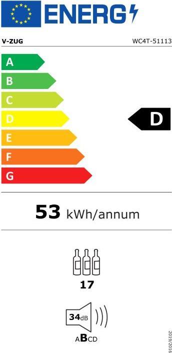 Energy Label V-Zug Refrigerator/freezer WineCooler V4000 45