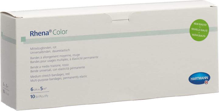Actual product image Rhena Color Elastische Binden 6cmx5m rot offen