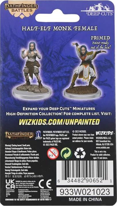 Produktbild Wizkids Pathfinder Battles Deep Cuts pack 2 miniatures à peindre Half-Elf Monk Female (carton de 2)