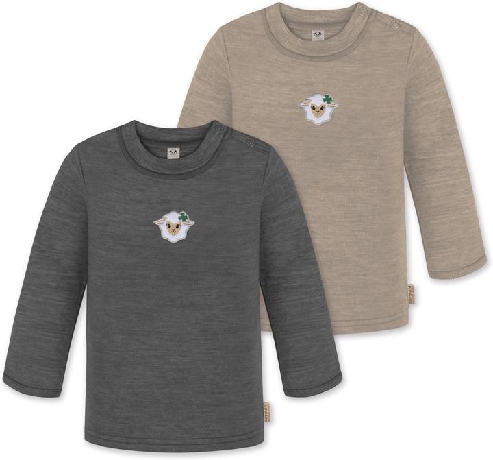 Produktbild Normani 2er Pack Baby Merino Longsleeve „Taupo" - 9473 (74, 80)