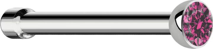 Actual product image Star Piercing Nose stud straight silver with crystal pink (Titanium G23, without brass)