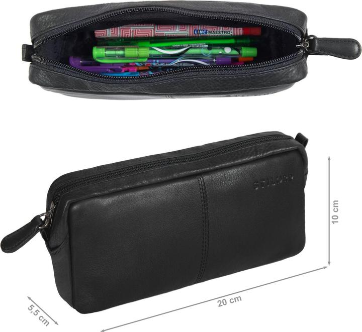 Produktbild Only-Bags.Store Leder Federmäppchen Vintage mit Reissverschluss Kosmetiktasche Organizer Federmäppchen Federmäppchen