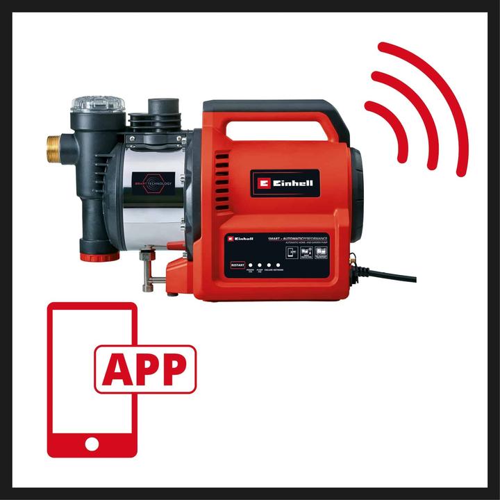 Produktbild Einhell Hauswasserautomat GE-AW 1144 SMART (rot/schwarz, 1.100 Watt, App-Steuerung) (Hauswasserpumpe)