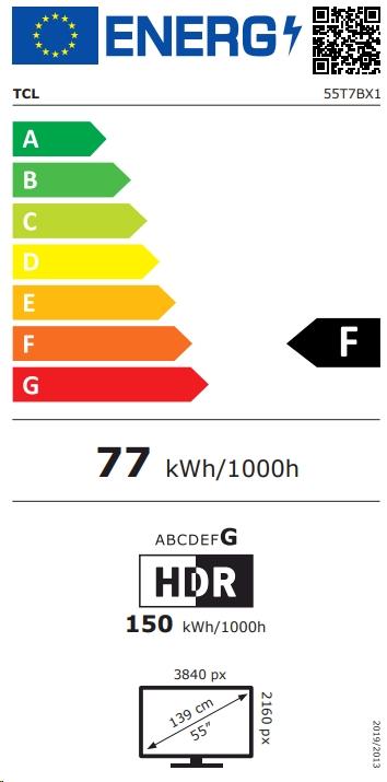Energie-Label TCL 55T7B (55", T7B, QLED, 4K, 2023)